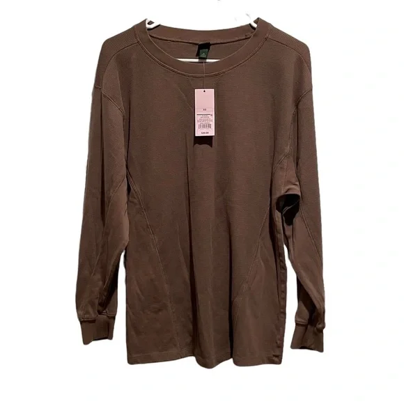 Wild Fable Dark Taupe Long Sleeve Waffle Knit Top XS - Picture 1 of 4